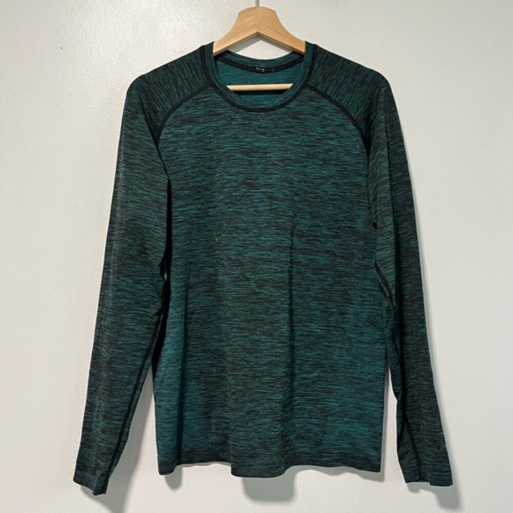 Lululemon Men’s Long Sleeve Running Shirt - Green Space Dye - Pit to Pit 19” - Picture 2 of 10